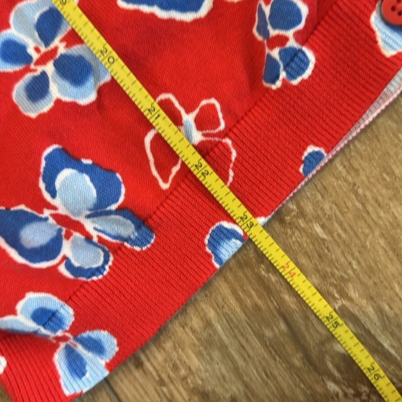 Talbots Red & Blue Butterfly Cardigan Size MP - Picture 7 of 7